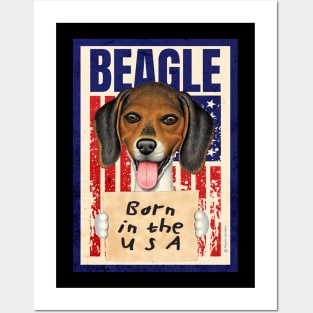 Beagle USA Flag Posters and Art